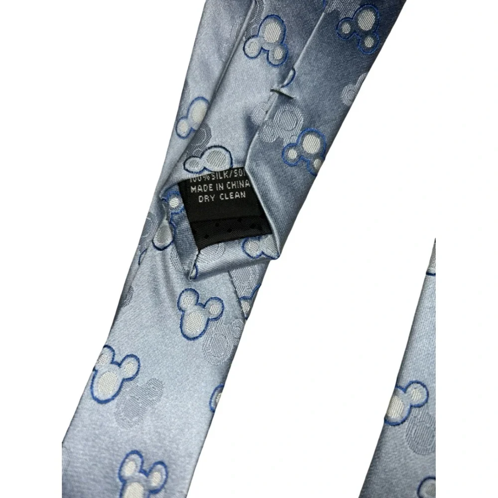 Disney Parks Mickey Mouse Silk Tie Blue Silver Icon Pattern Walt Disney World